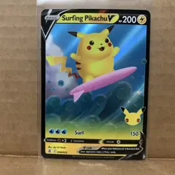 Surfing Pikachu V CELEBRATIONS 008/025 25th Anniversary Pokemon (A2) - Image 1