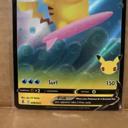 Surfing Pikachu V CELEBRATIONS 008/025 25th Anniversary Pokemon (A2) - Image 3