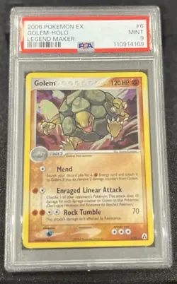 Pokemon Golem 6/92 - EX Legend Maker Rare Holo English 2006 - PSA 9 MINT - Image 1