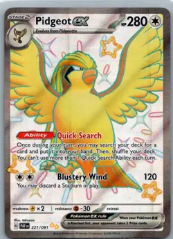 Pidgeot ex 221/091 Shiny Ultra Rare Paldean Fates Pokemon Holo Near Mint - Image 1