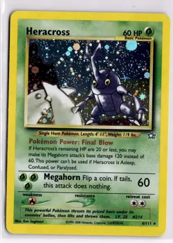 Heracross 6/111 Holo Rare Neo Genesis Pokemon Unlimited Holo Lightly Played - Image 1
