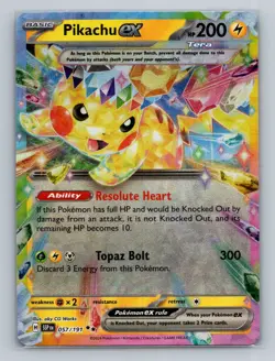 Pokemon SV08: Surging Sparks #057/191 Pikachu ex - Image 1