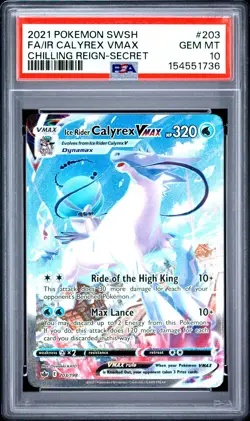 POKEMON SWORD & SHIELD CHILLING REIGN FULL ART/ICE RIDER CALYREX VMAX PSA 10 - Image 1
