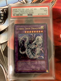 Yugioh Cyber Twin Dragon Ultimate Rare 1st Edition CRV-EN035 - PSA 7 NM - Image 1