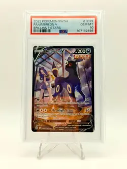 2022 POKEMON BRILLIANT STARS TRAINER GALLERY UMBREON V TG22/TG30 PSA 10 - Image 1