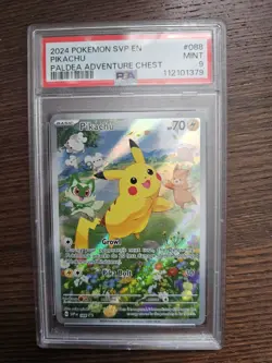Pokemon Pikachu TCG Black Star Promo SVP088 Paldea Adventure Chest, PSA 9 Mint - Image 1