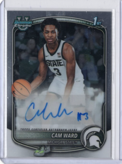 CAM WARD NCAA Michigan State 2025-26 Bowman Chrome U RC Auto #CPA-CW Card - Image 1