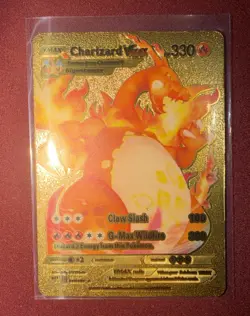 Charizard VMAX HP330 Gold Foil Fan Art Metal Pokemon Card 20/189 - Image 1