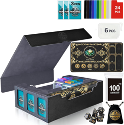 MTG Trading Card Storage Box with Playmat Fits 3000+ Cards, 3-Row Commander Deck - Image 1