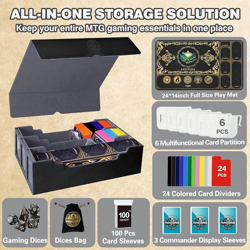 MTG Trading Card Storage Box with Playmat Fits 3000+ Cards, 3-Row Commander Deck - Image 2