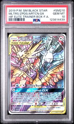 2019 POKEMON SM BLACK STAR PROMO FULL ART/MOLTRES & ZAPDOS & ARTICUNO GX PSA 10 - Image 1