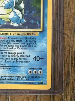 Pokemon 1999 Base Set Unlimited Blastoise Holo 2/102 No Stage Error Creased - Image 5