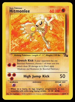 Hitmonlee 22/62 Unlimited Rare Fossil Pokemon Card - Image 1