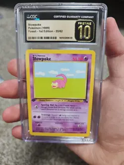 1999 Pokemon SLOWPOKE #55/62 1st Edition Fossil Vintage CGC 10 GEM MINT - Image 1