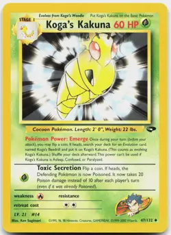 Koga's Kakuna 47/132 Uncommon Gym Challenge Pokemon Unlimited Lightly Played - Image 1