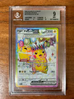 2024 POKEMON SSP EN-SURGING SPARKS ULTRA RARE #219 PIKACHU EX BGS 9 - Image 1