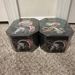 Pokemon Paldean Fates 2 Tins Iron Threads ex & Great Tusk ex Brand New Sealed - Image 2