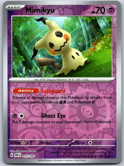 Mimikyu 037/091 Rare Paldean Fates Pokemon Reverse Holo Near Mint - Image 1
