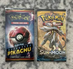 Pokemon TCG: Sun & Moon Booster Pack BRAND NEW Sealed Detective Pikachu LOT of 2 - Image 1