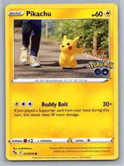 Pikachu 27/78 Pokemon Go Common Pokemon TCG 2022 - Image 1