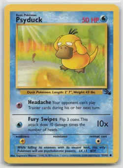 Psyduck 53/62 Common Fossil Pokemon Unlimited Lightly Played - Image 1
