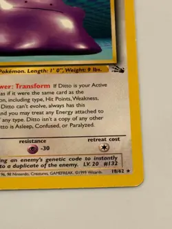 1999 1st Edition Ditto Pokemon Card Fossil Set WOTC 18/62 - Image 4