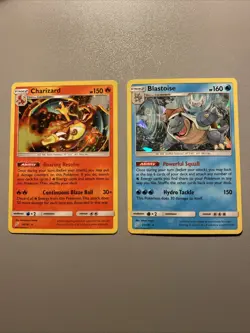Pokemon TCG Team Up Cracked Ice Charizard And Blastoise Rare Holo Bundle. - Image 1