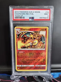 Pokemon TCG Charizard Sun & Moon - Team Up 14/181 Reverse Holo Rare PSA 9 - Image 1