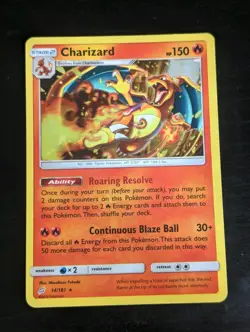 Pokemon TCG Charizard Sun Moon Team Up 14/181 Cracked Ice Holo Rare LP - Image 1