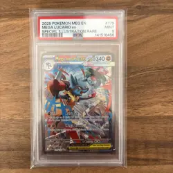 2025 POKEMON MEG EN-MEGA EVOLUTION #179 MEGA LUCARIO EX PSA 9 - Image 1