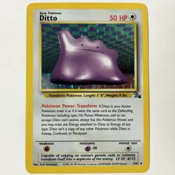Pokemon TCG Ditto Fossil 3/62 Holo Unlimited Rare Card Vintage LP - Image 1