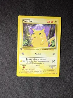 Pokemon TCG Pikachu Card First Edition Base Set 1999 63/102 German LP - Image 1