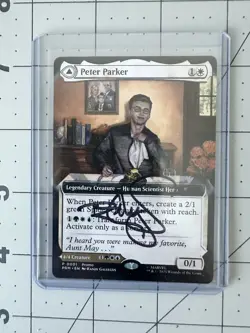 Magic the Gathering MTG Peter Parker Amazing Spider-Man Promo Card ARTIST SIGNED - Image 1