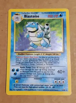 Pokemon TCG Blastoise Holo Rare Card 2/102 Base Set - Image 1