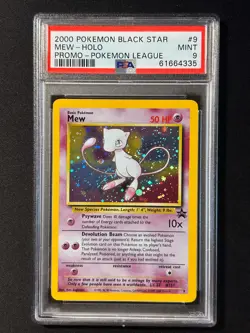 PSA 9 MINT Mew 2000 WOTC Black Star Promo 9 Holo League Pokemon Card SWIRL - Image 1
