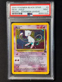 PSA 9 MINT Mew 2000 WOTC Black Star Promo 9 Holo League Pokemon Card SWIRL - Image 1