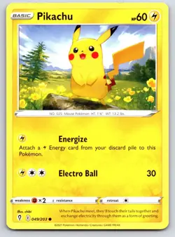 Pikachu 049/203 Common Evolving Skies Pokemon Near Mint - Image 1