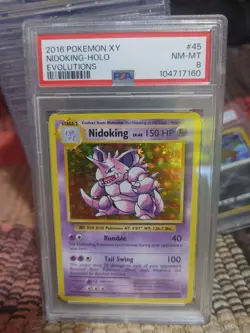 2016 Pokemon Game - XY Evolutions - Holo Foil - Nidoking PSA 8 NM - MT - Image 1