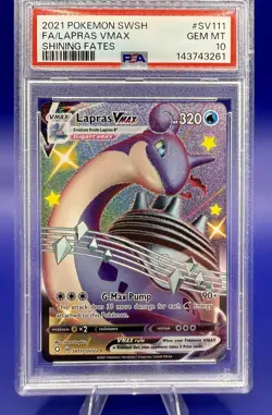 Pokemon TCG Lapras VMAX SV111/SV122 Shining Fates Shiny Vault PSA 10 - Image 1