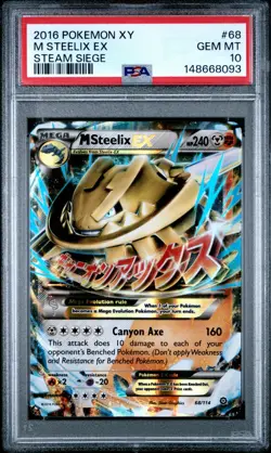 PSA 10 Mega M Steelix EX 68/114 Ultra Rare Pokemon Steam Seige 2018 - Image 1