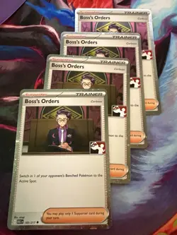 Pokemon TCG Prize Pack Series 9 - Boss’s Orders - Corbeau - Cosmo Holo Set of 4 - Image 1