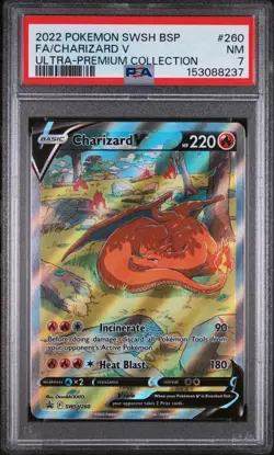 PSA 7 Pokemon TCG 2022 Pokemon Swsh Black Star Promo #260 Fa/Charizard V NM - Image 1