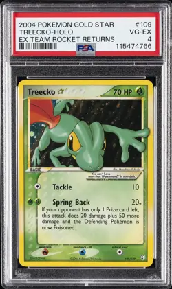 2004 POKEMON EX TEAM ROCKET RETURNS GOLD STAR #109 TREECKO-HOLO PSA 4 - Image 1