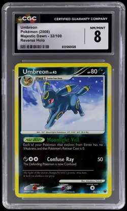 2008 Pokemon Diamond And Pearl Majestic Dawn Umbreon #32 CGC 8 Reverse Holo - Image 1