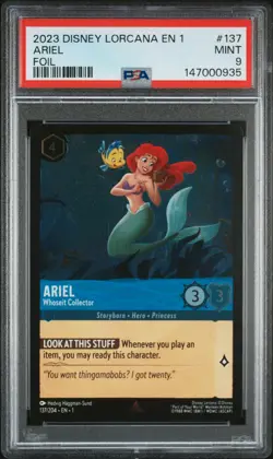 2023 DISNEY LORCANA EN 1-THE FIRST CHAPTER FOIL ARIEL - WHOSEIT COLLECTOR PSA 9 - Image 1