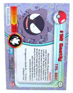 Gastly #92 Topps TV Animation Edition Series 2 2000 - Pokemon Card TCG (LP) - Image 2