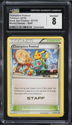 2016 Pokemon Champions Festival English Black Star Promo XY176 STAFF CGC 8 NM-M - Image 3