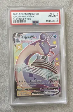 POKEMON SWORD & SHIELD SHINING FATES #SV111 FULL ART/LAPRAS VMAX PSA 10 New Cert - Image 1