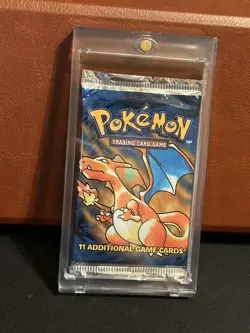 Pokemon TCG Base Set Unlimited Booster Pack Charizard Art WOTC Sealed With Case - Image 1