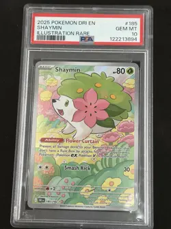 2025 POKEMON DESTINED RIVALS #185/182 SHAYMIN ILLUSTRATION RARE PSA 10 - Image 1
